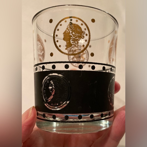 Black & Gold World Coin Old Fashioned Glass - Picture 4 of 7